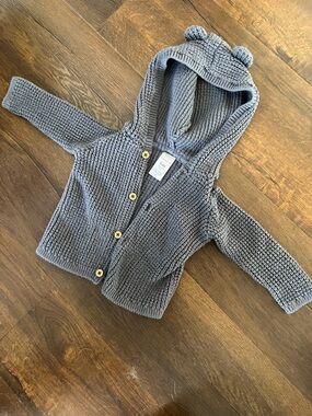 Carter's Charcoal Hooded Knit Baby Cardigan